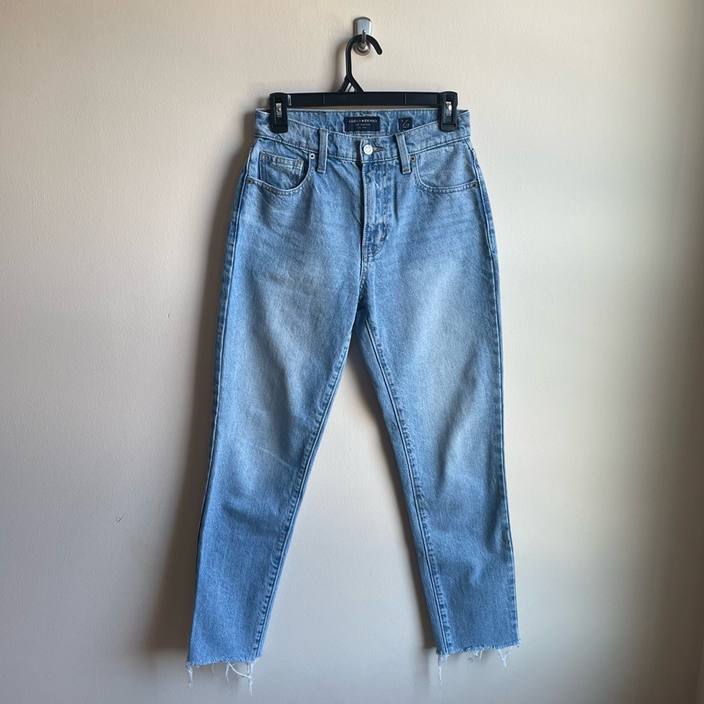 Lucky Brand Light Blue High Rise Mom Jean Drew